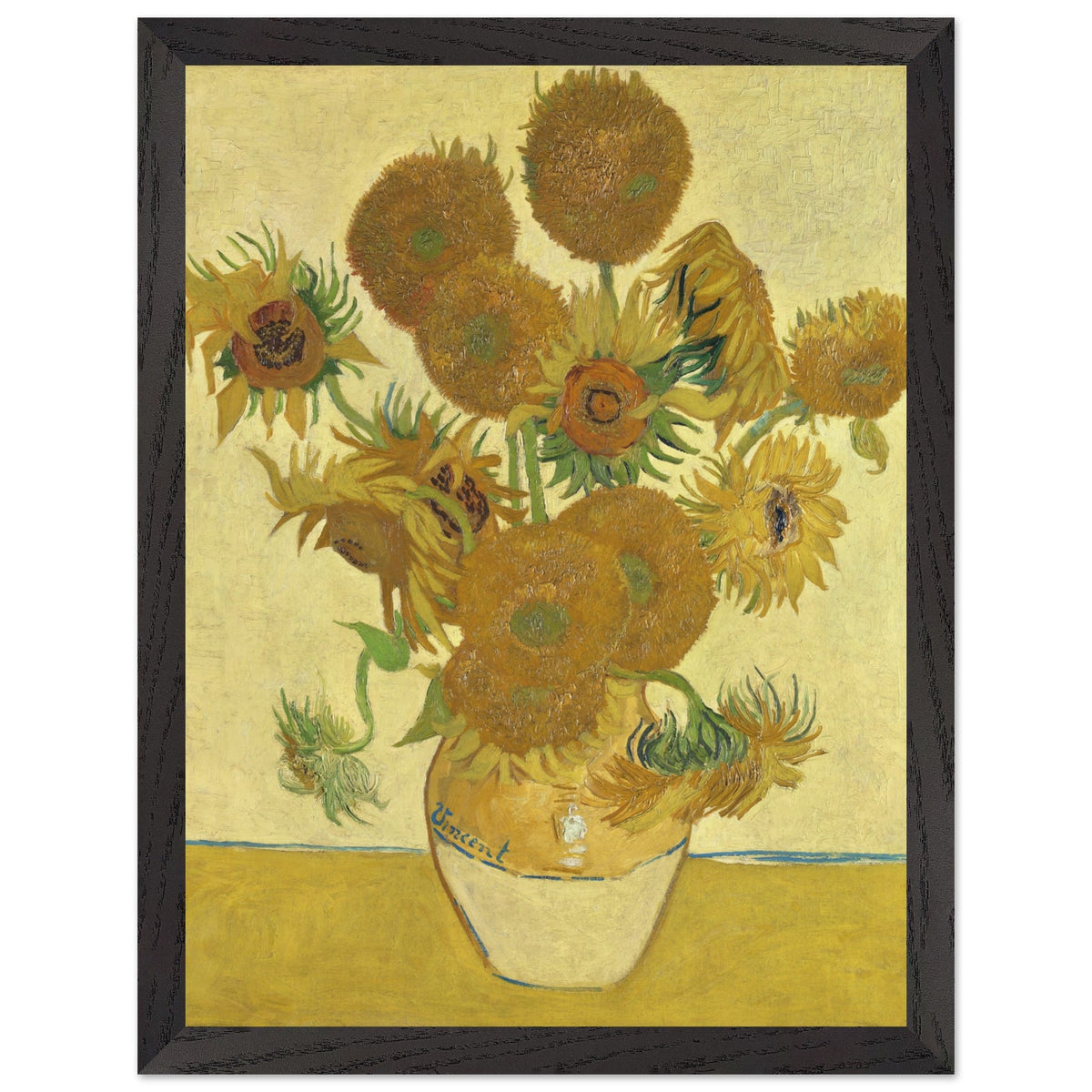 Poster met Lijst Vincent van Gogh - Zonnebloemen (1888)  - 30x40 cm - Geel