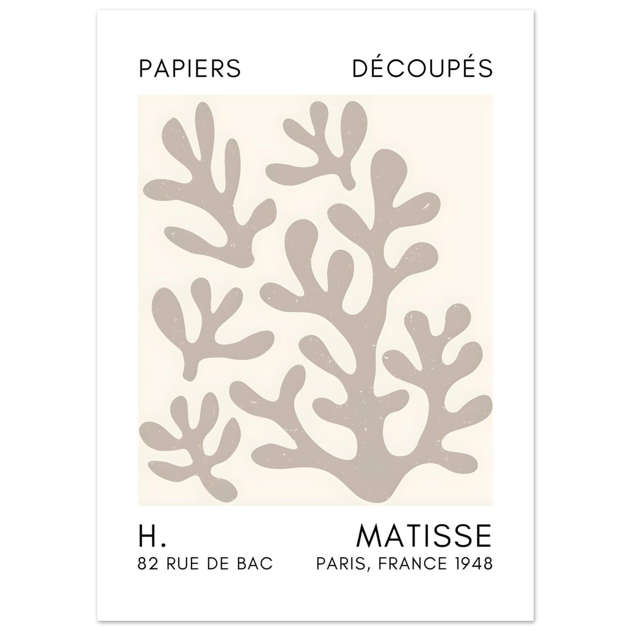 Artfulprints Poster Matisse – Coral shadows grey  - 50x70 cm - Grijs