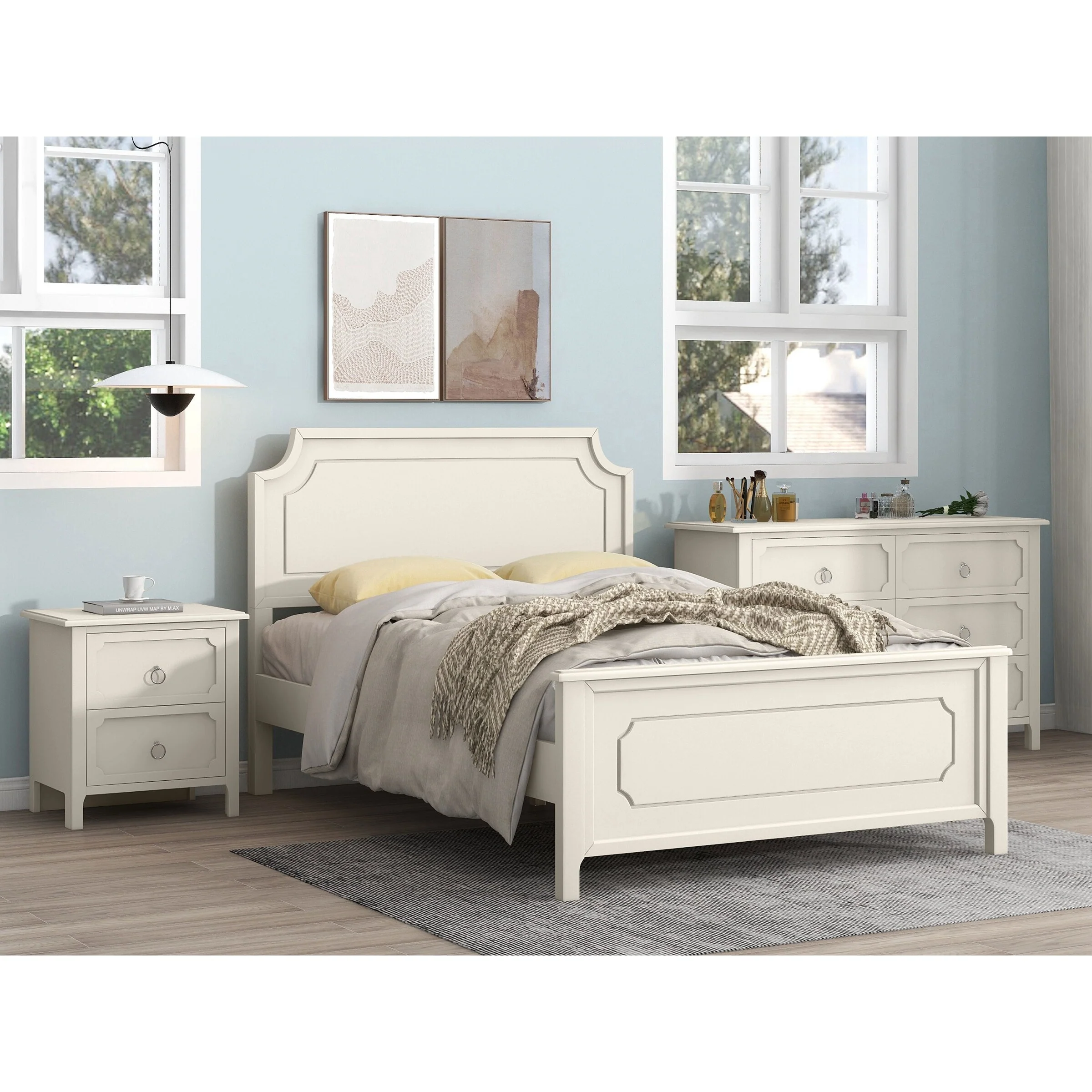 3 Pieces Bedroom Sets with Nightstand and Dresser