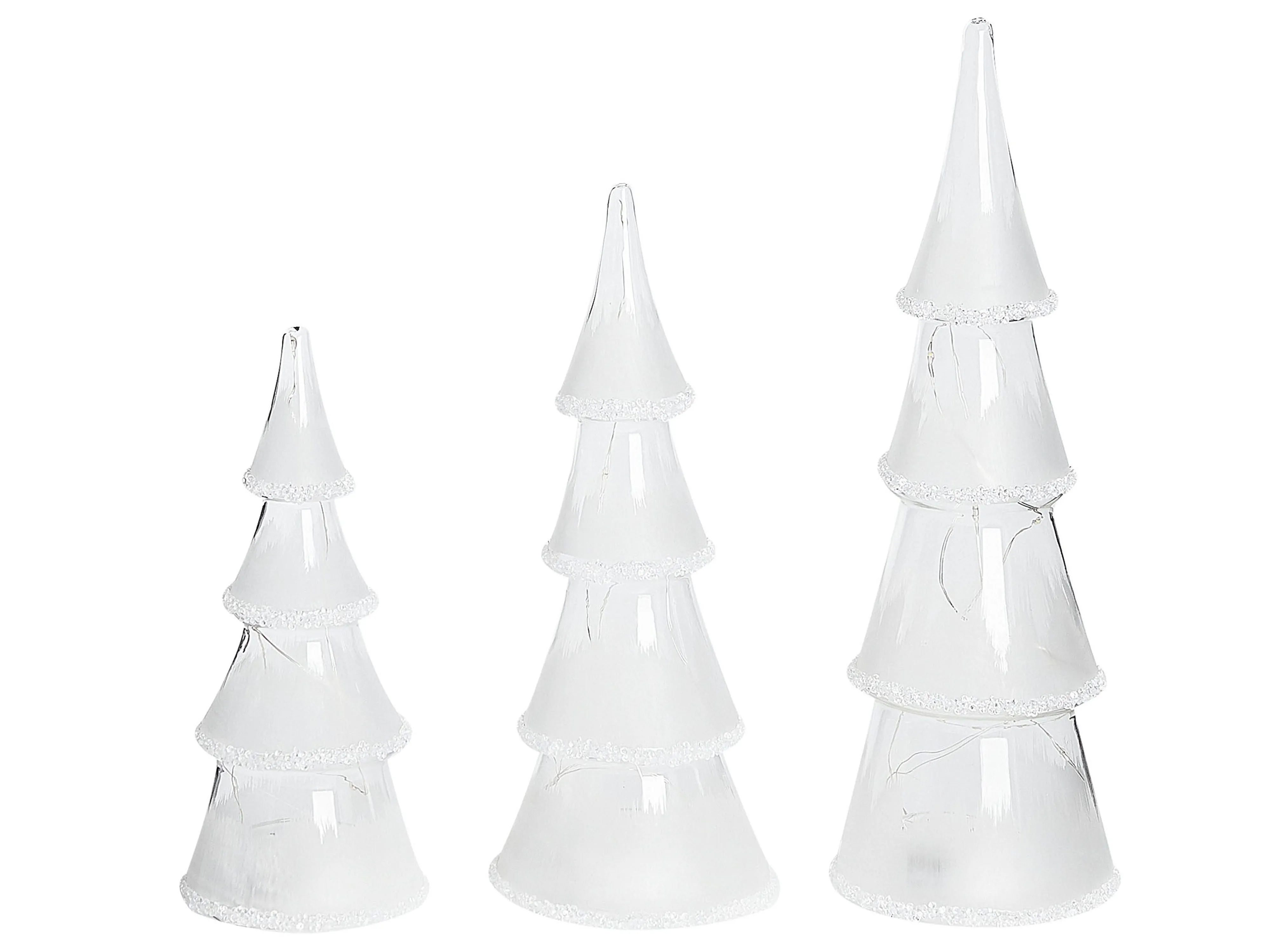 Set of 3 Figurines LED KIERINKI Christmas Tree 22/27/33 cm White