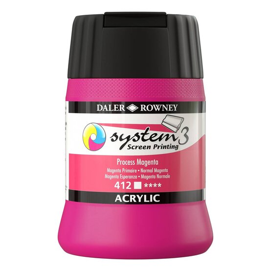 Daler-Rowney System3 Process Magenta Screen Printing Acrylic Ink 250ml