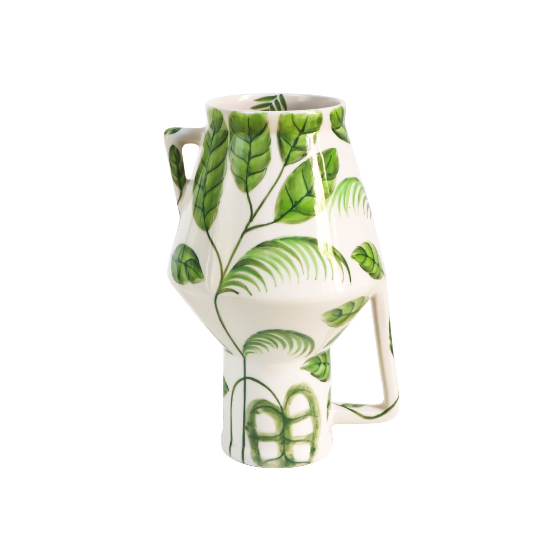 Return to Sender Vaas 30 cm Jungle print handgeschilderd upside down met handvat