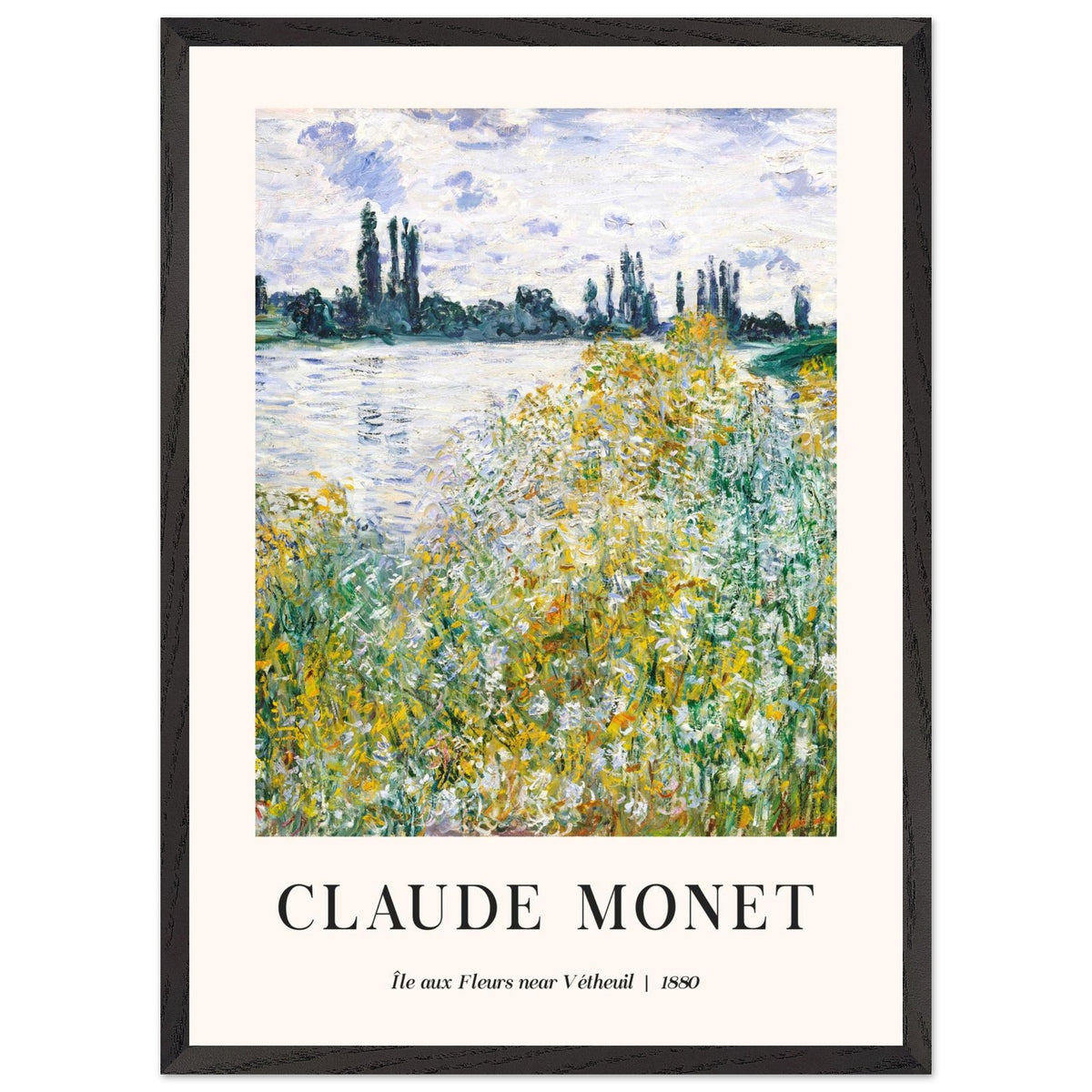 Artfulprints Poster met Lijst Claude Monet - Île aux fleurs near Vétheuil  - 50x70 cm - Groen