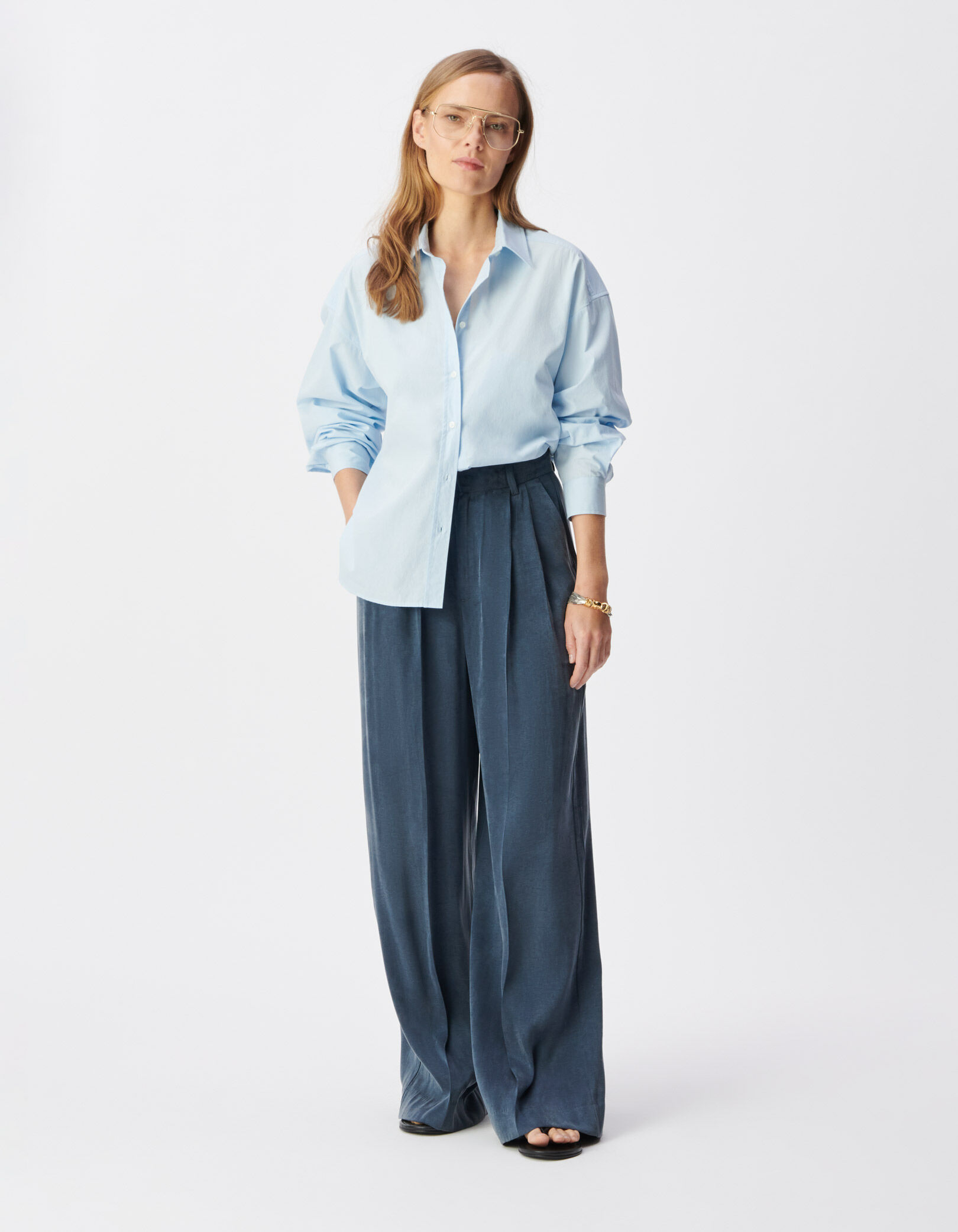 Pantalon de tailleur bleu marine en Lyocell® Femme