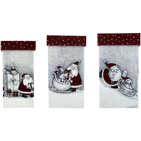 Geschenkbox-Set, weiß/rot/grau, 3 Stück