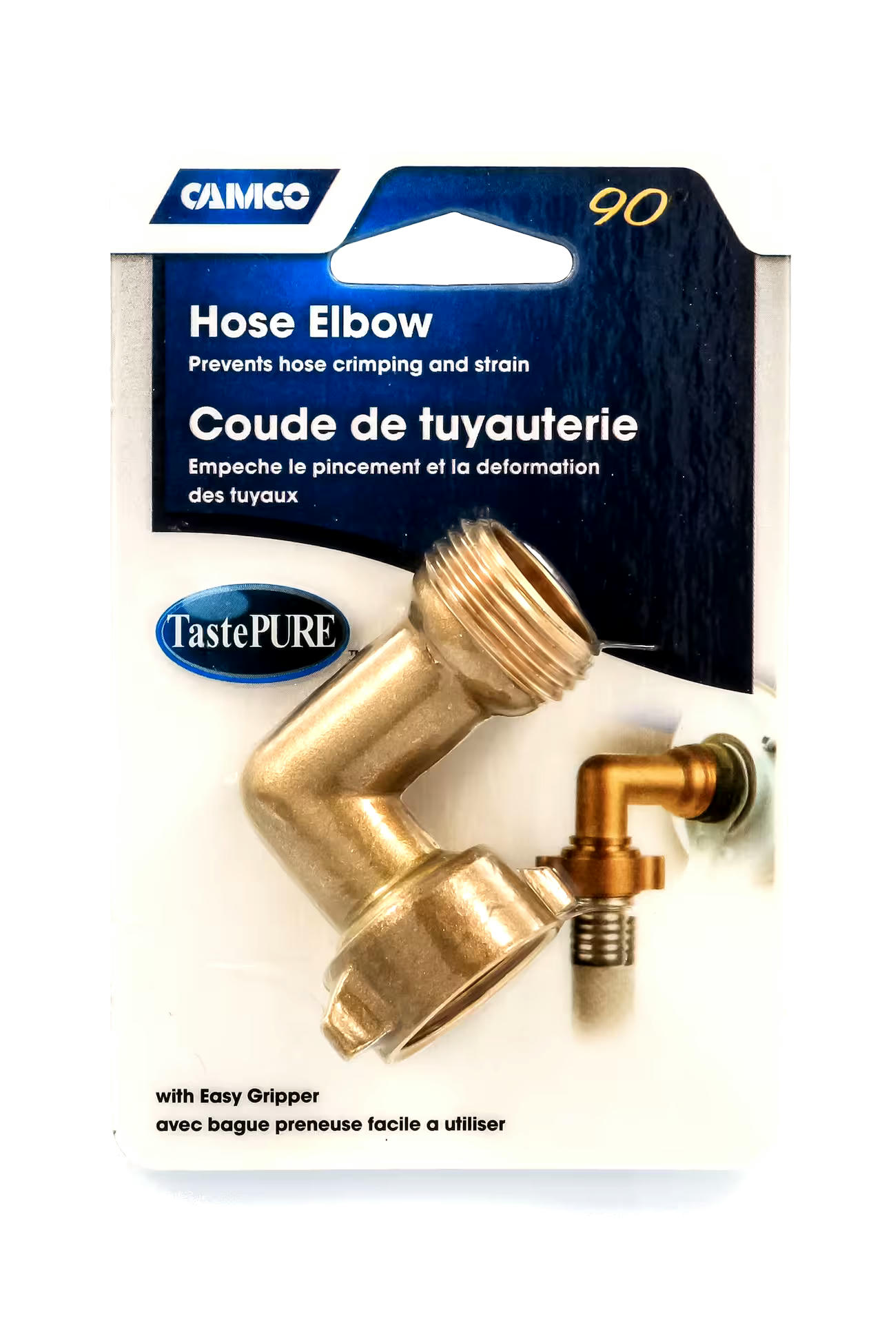 CAMCO 2250290 Degree Brass Hose Elbow with Gripper