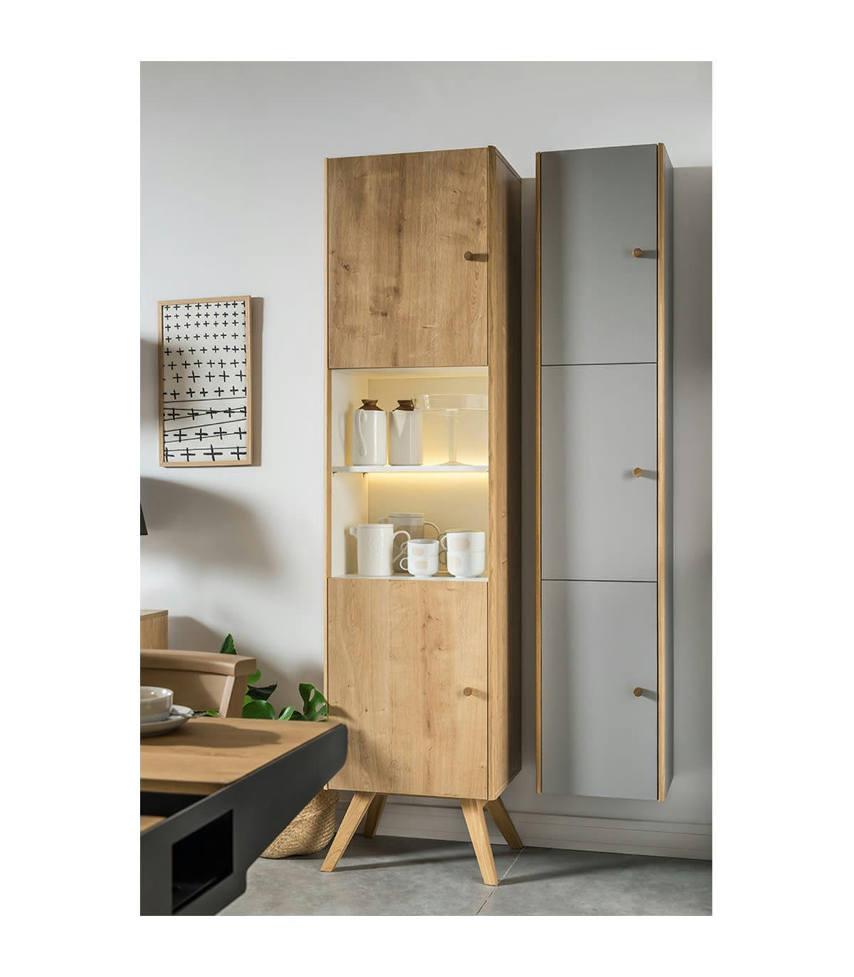 NATURE - Bibliothèque 2 portes avec étagère centrale H207,5 cm