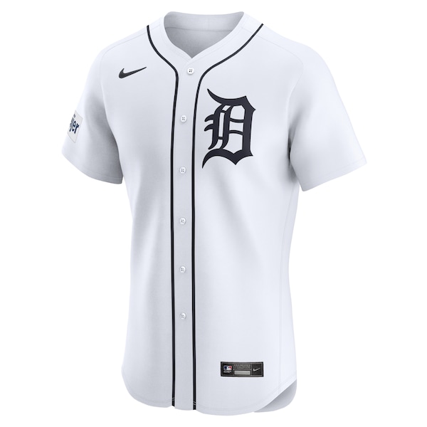 Detroit Tigers Nike Home Elite Custom Patch Jersey - White
