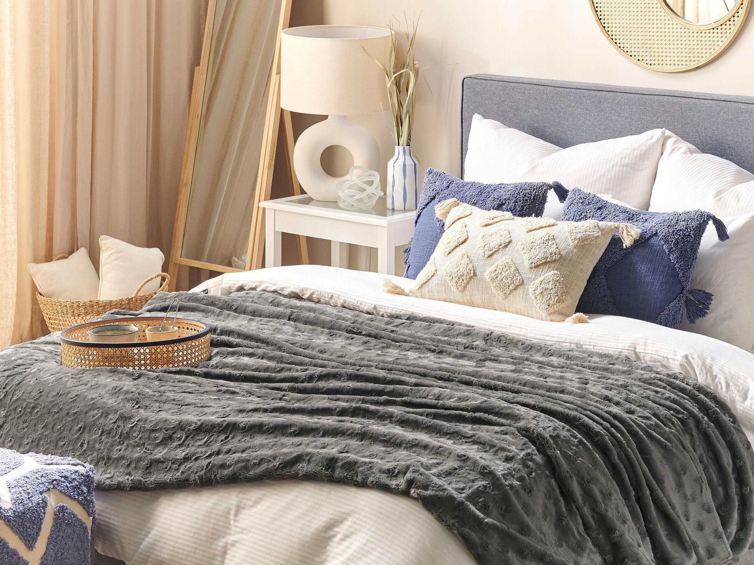 KANDILLI - Plaid en polyester gris 200x150cm