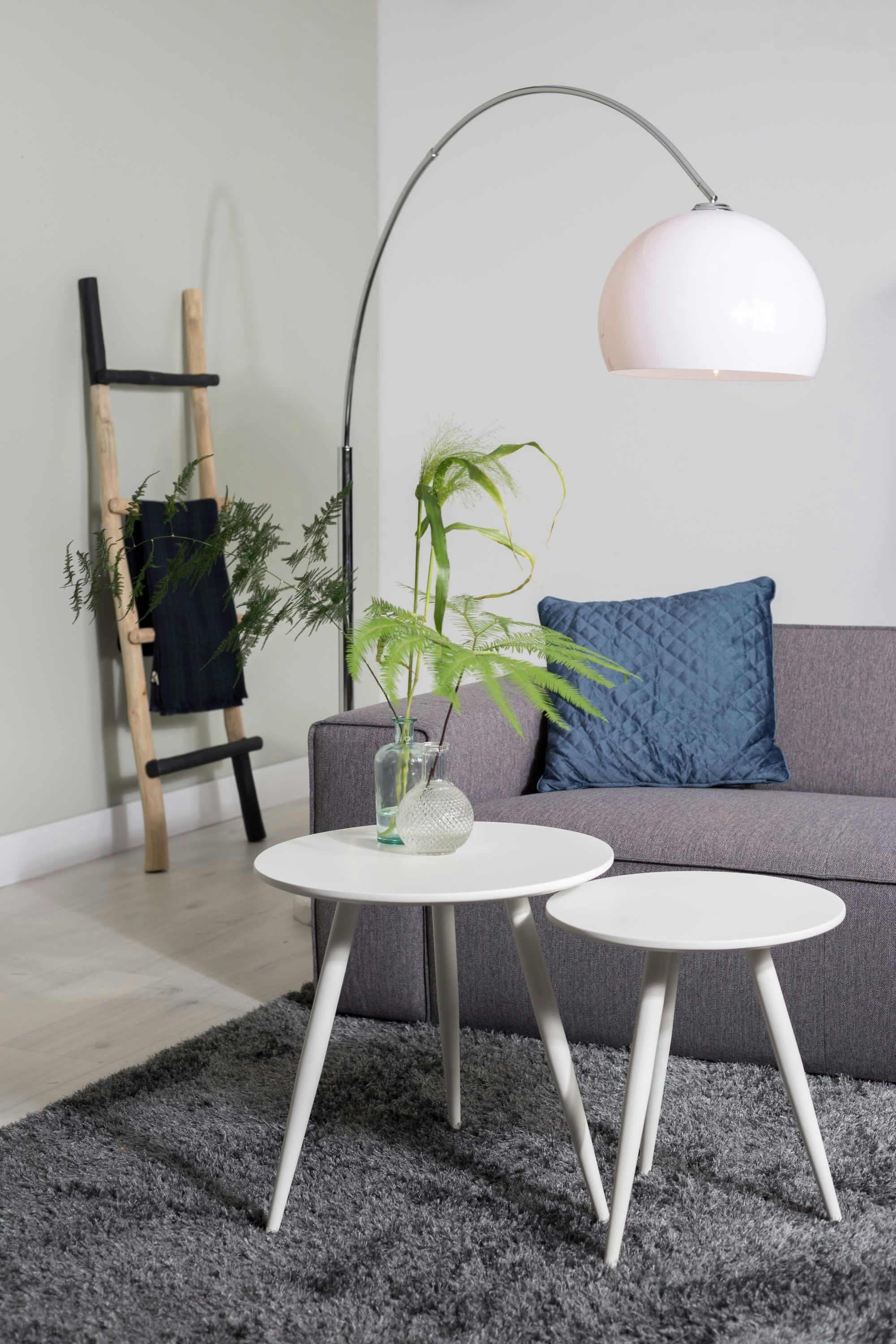 DAVEN - Set de 2 tables d'appoint en bois blanc