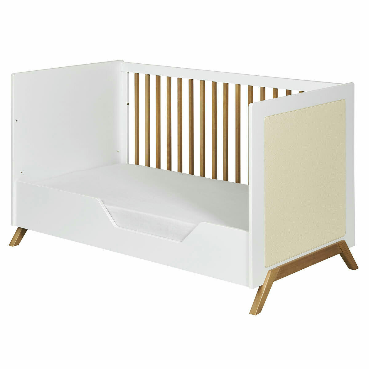 AZU - Lit bébé avec matelas 70x140 cm effet bois blanc