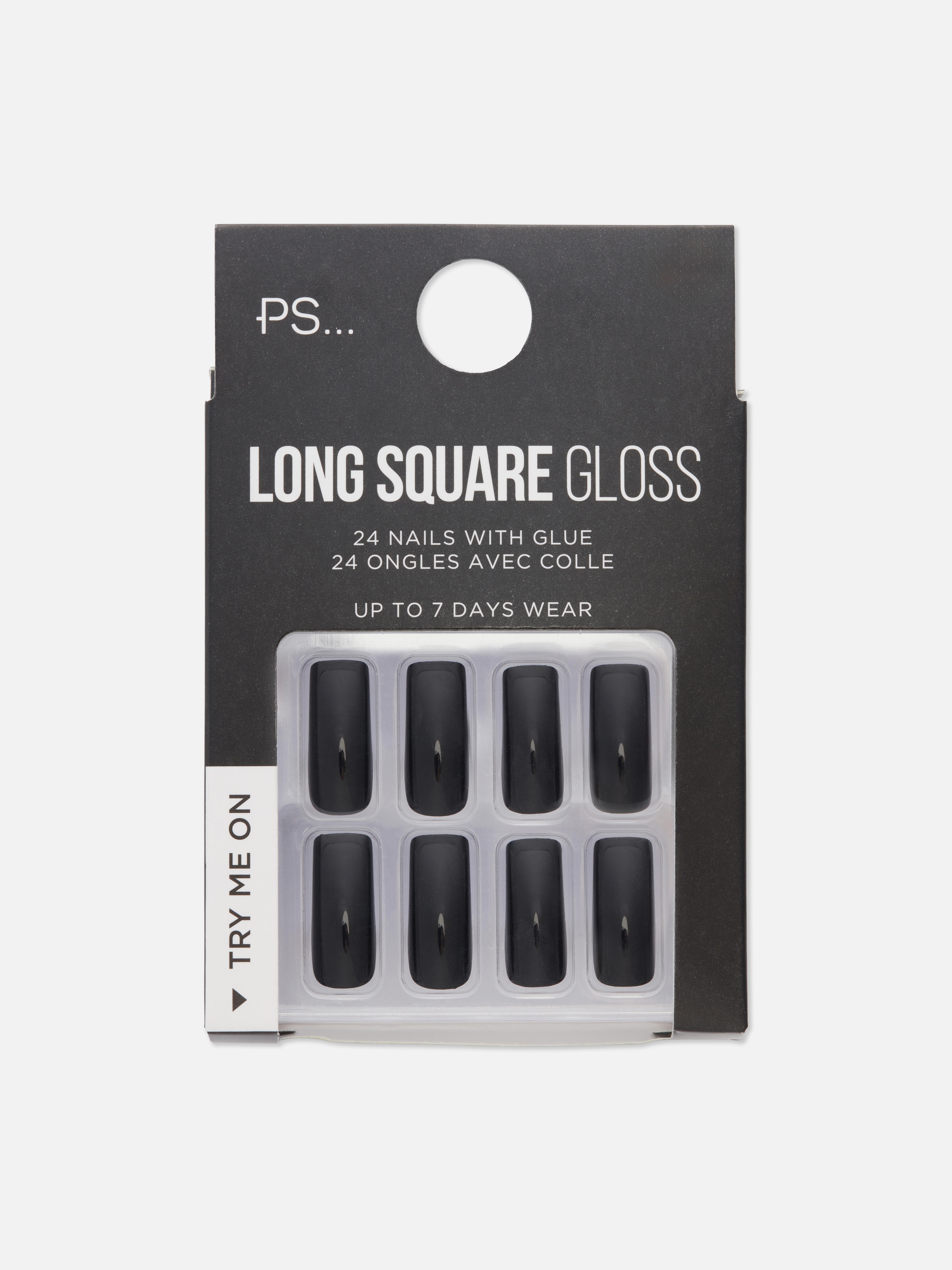 PS... Long Square Gloss Faux Nails