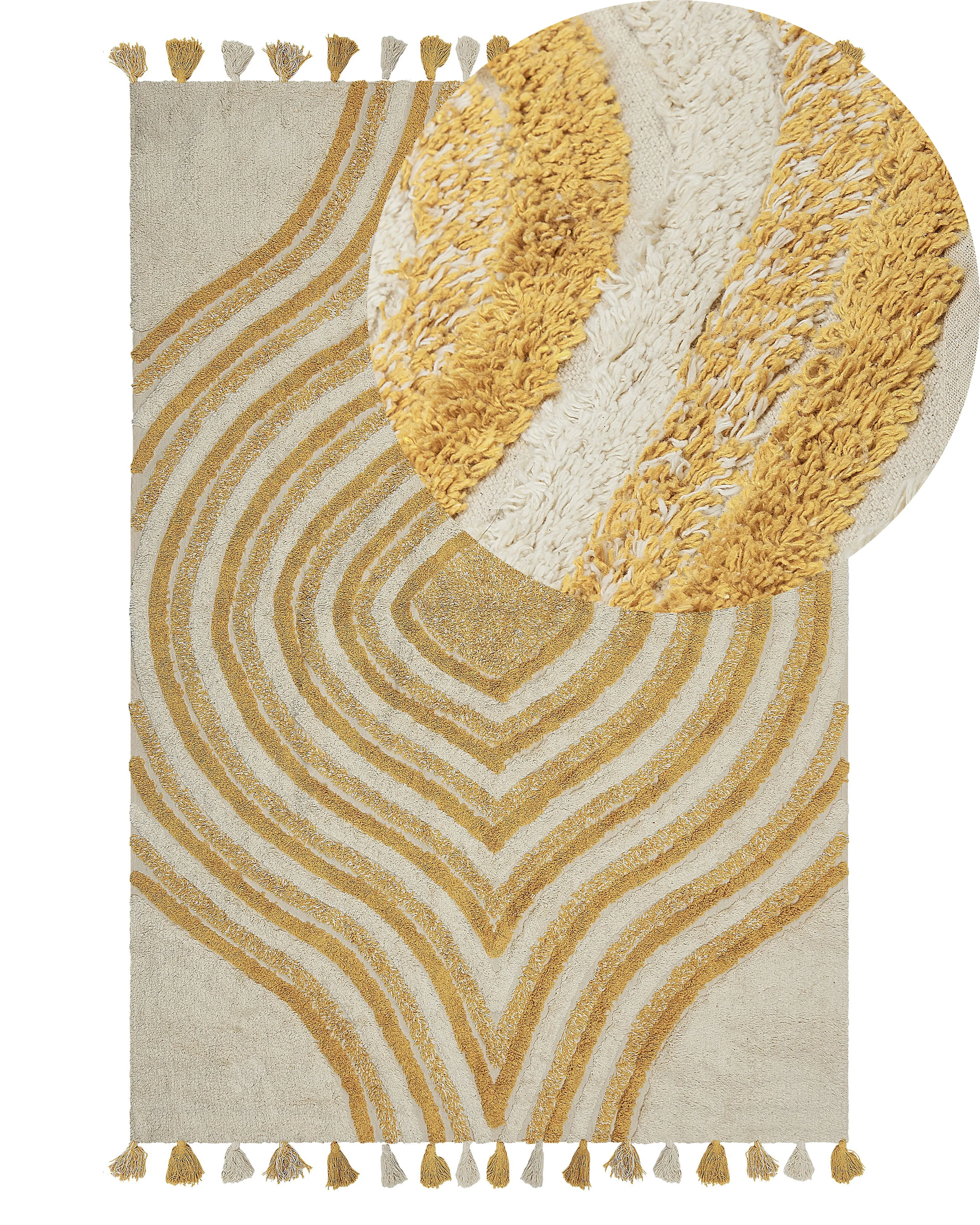 Rug BINGOL Yellow 140 x 200 cm Cotton