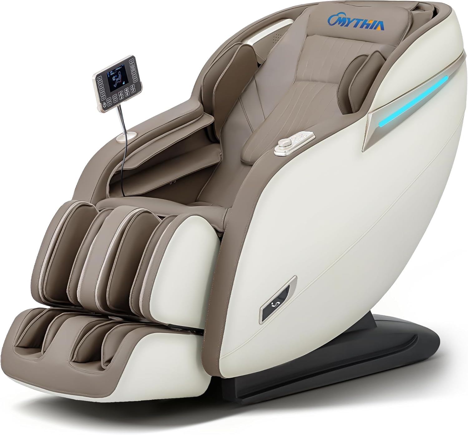 MYTHIA MD906 2026 Massage Chair - Full Body Zero Gravity Recliner with 3D Massage, Heat Therapy, Air Pressure & Foot Roller, Bluetooth & USB Charging Port for Home & Office Use (Beige)
