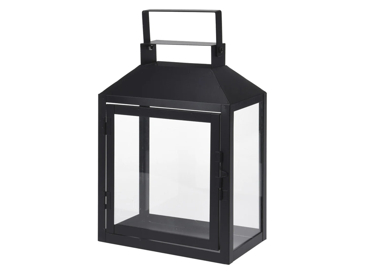 Latarenka metalowa szklana 28 cm czarna