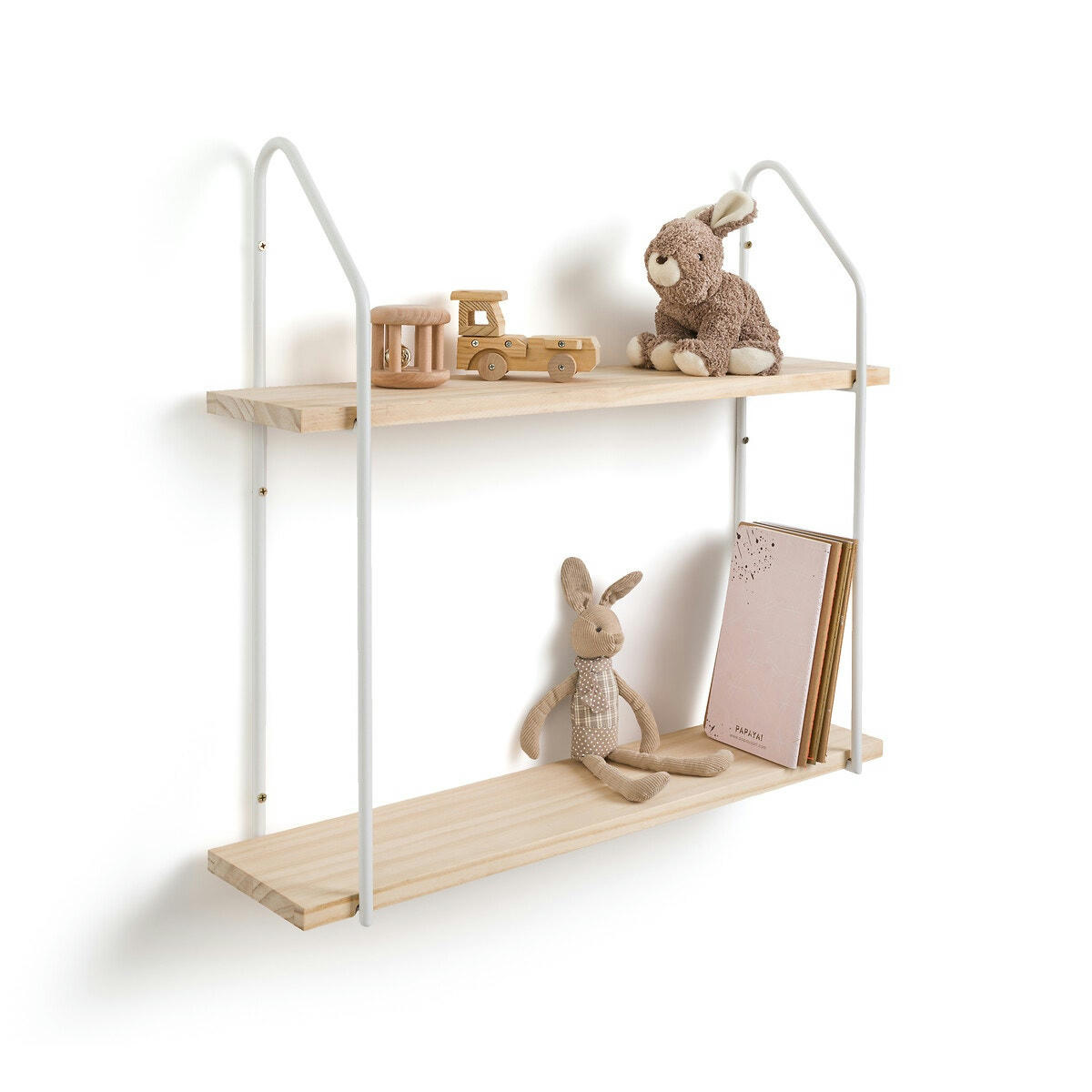 Etagère murale double pin métal fer L65 cm, Vinto