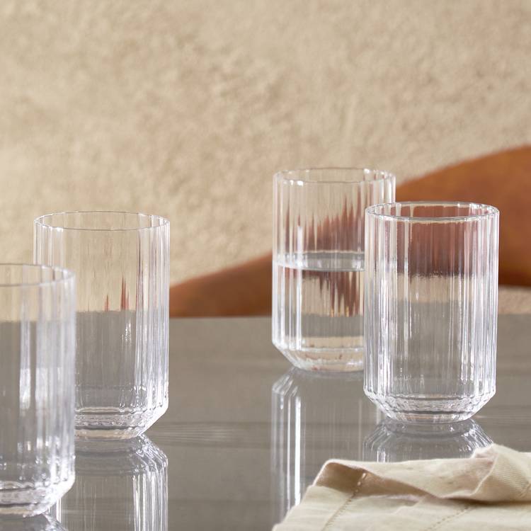 Habitat Clear Wide Ribbed Set of 4 Tumbler Glasses