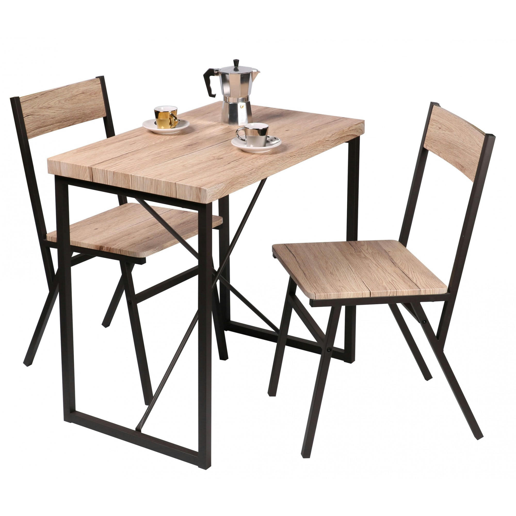 - Ensemble table + 2 chaises bois et noir