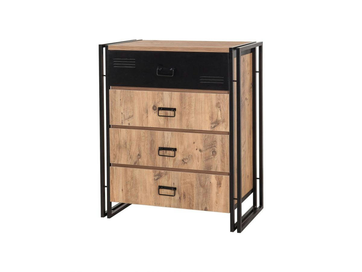 TENGA - TENGA - Commode 4 tiroirs Pin Atlantique Noir