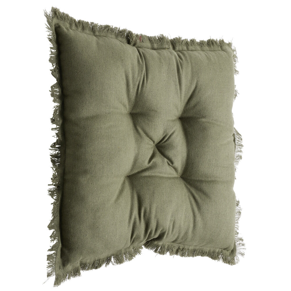 Galette de chaise carrée à franges 40x40cm (3 modèles)