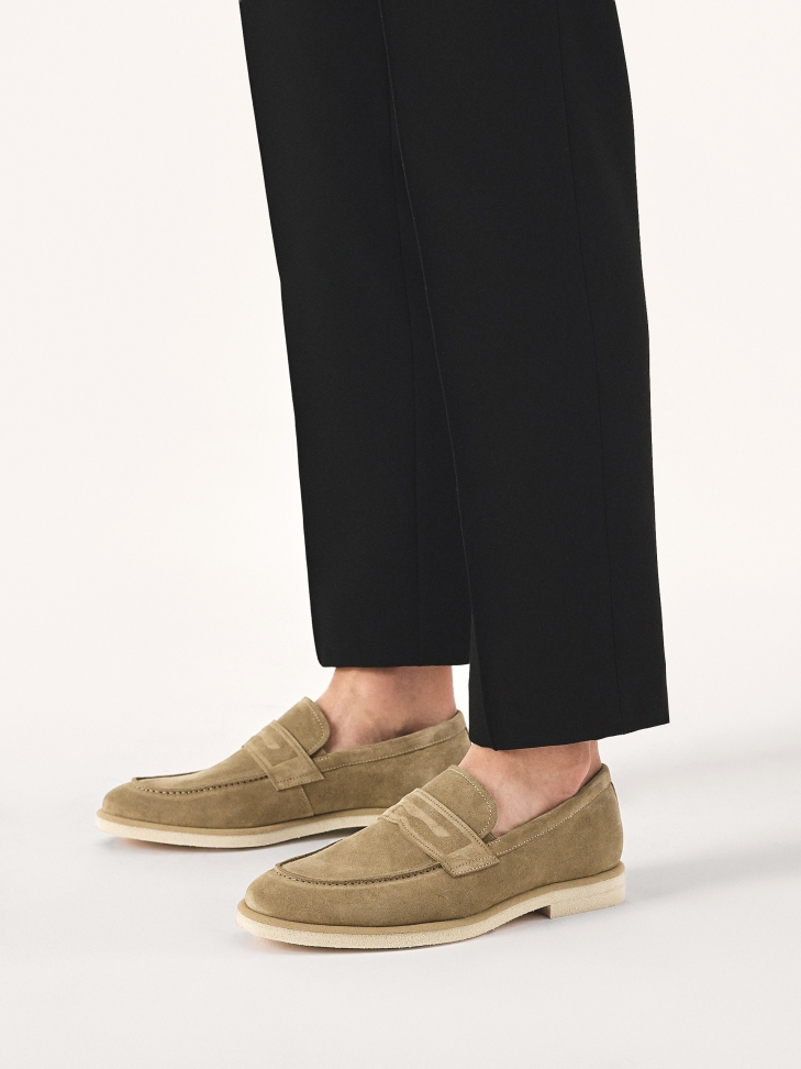 Beige suede loafers