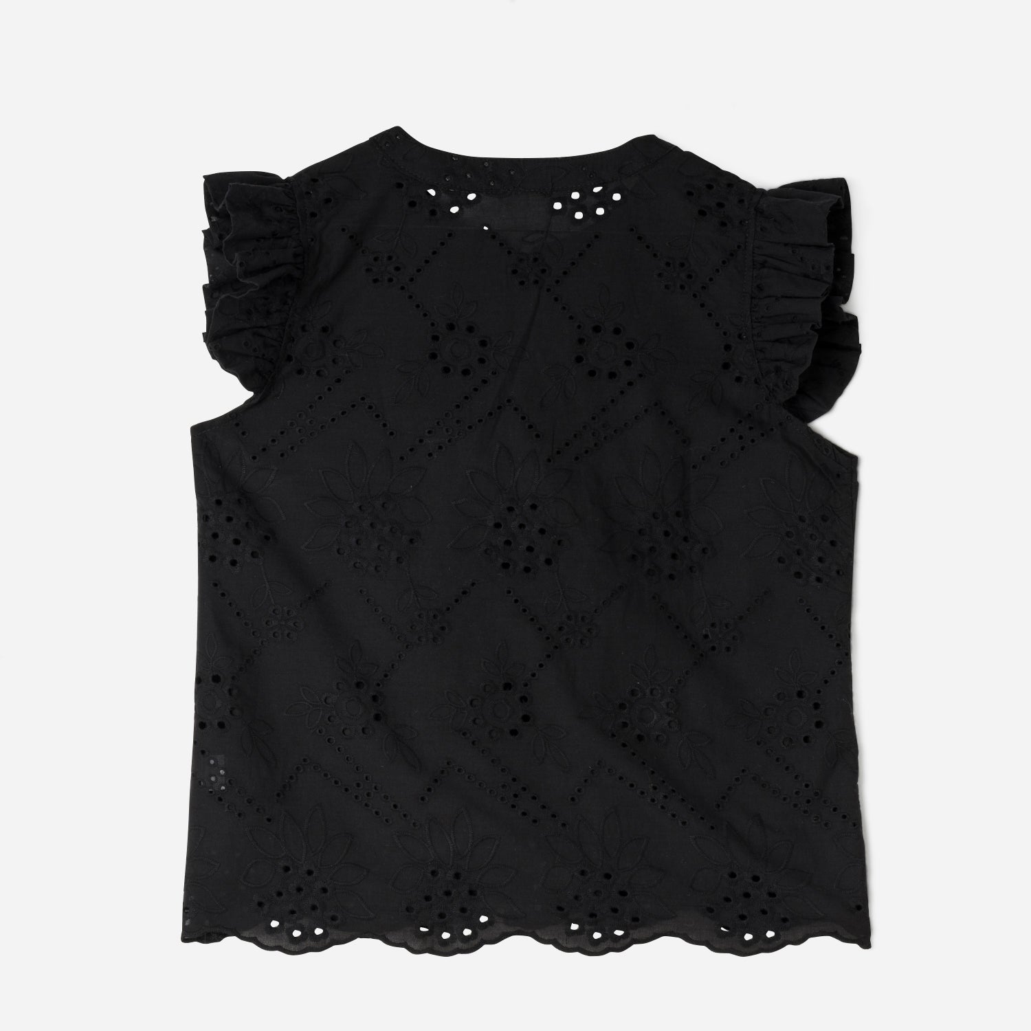 Blouse TEXTO noire broderies anglaises