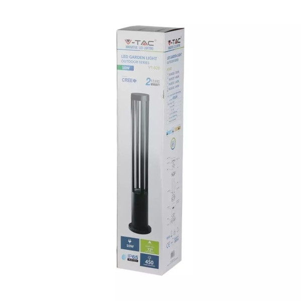 Lampa ogrodowa 820 wys:80 cm szara LED 1x10W 450lm 3000K IP65 V-TAC