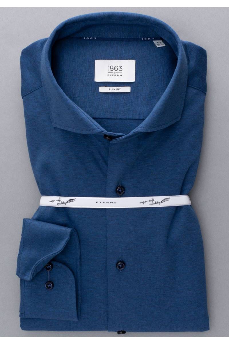 ETERNA 1863 Soft Tailoring Slim Fit Jerseyhemd blau, Einfarbig