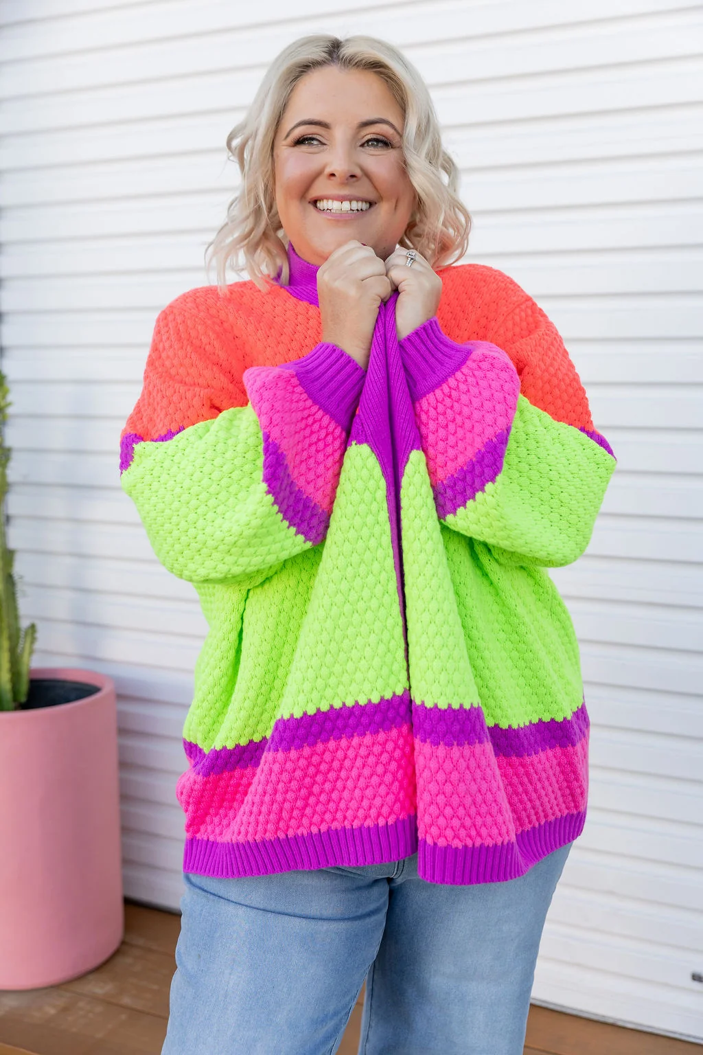 Marbelle Knit Cardigan in Fluro Mix