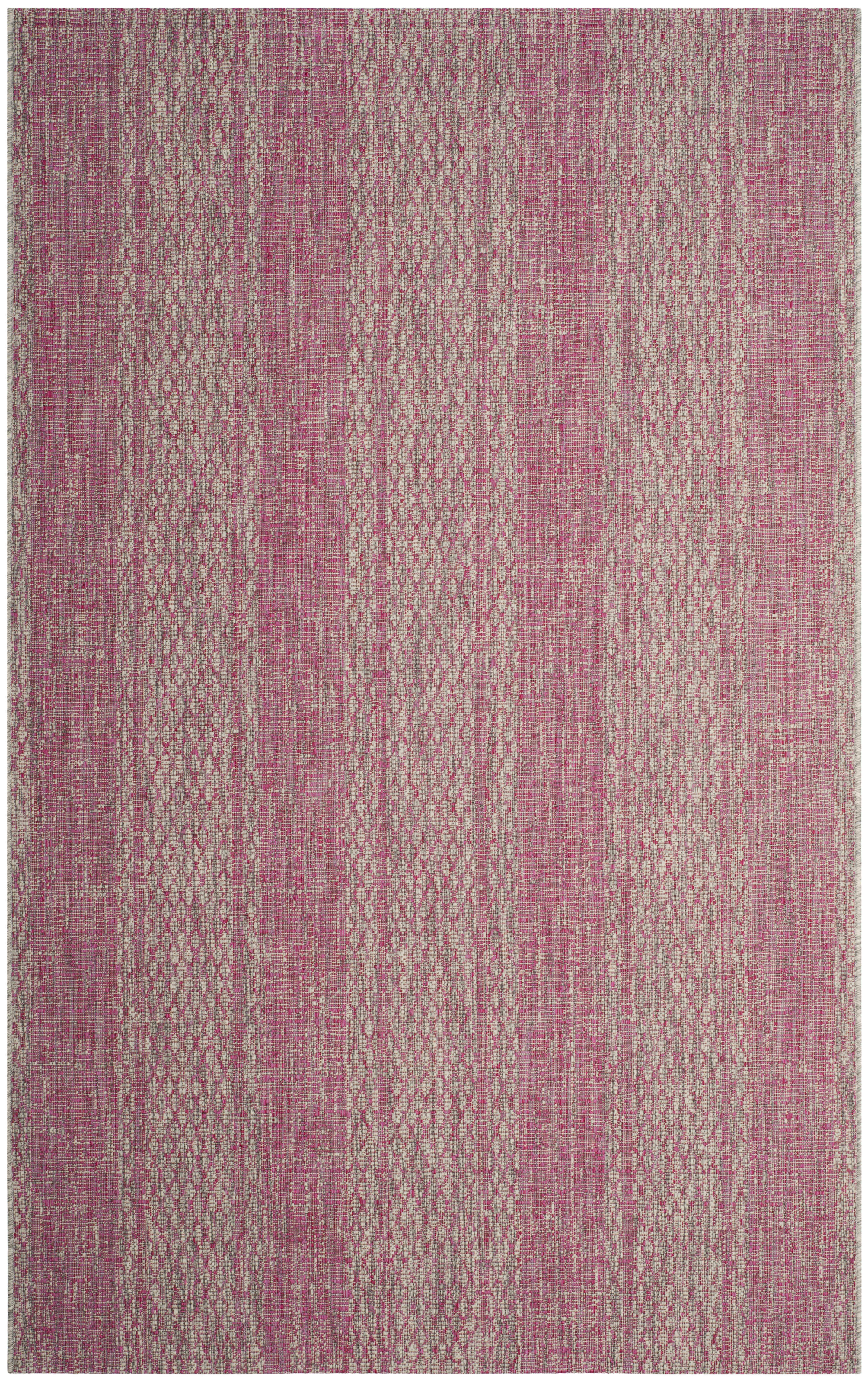 COURTYARD - Tapis interieur & exterieur en gris clair & fuchsia, 201 x 290 cm
