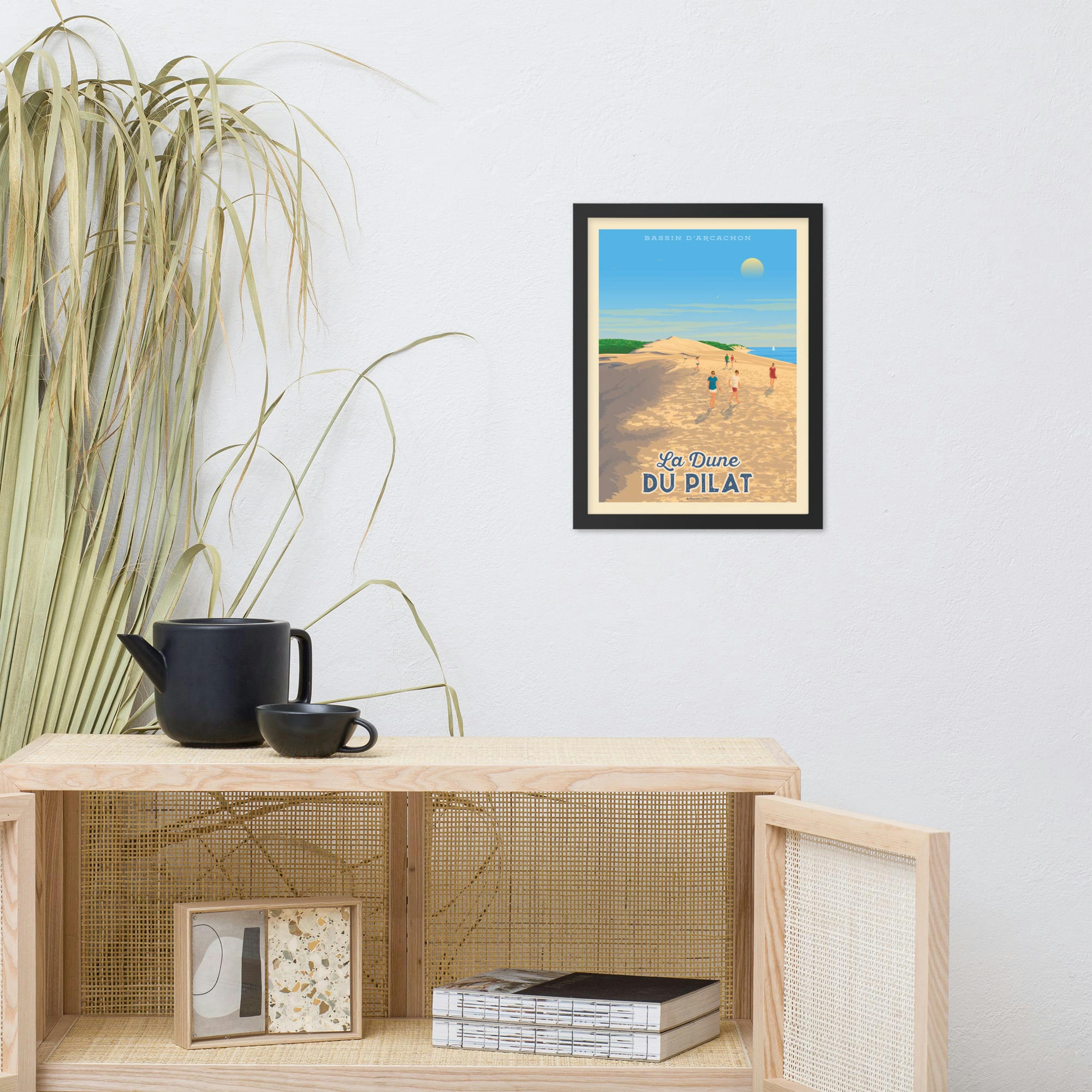 - Affiche Dune du Pilat Arcachon + Cadre Bois noir 30x40 cm