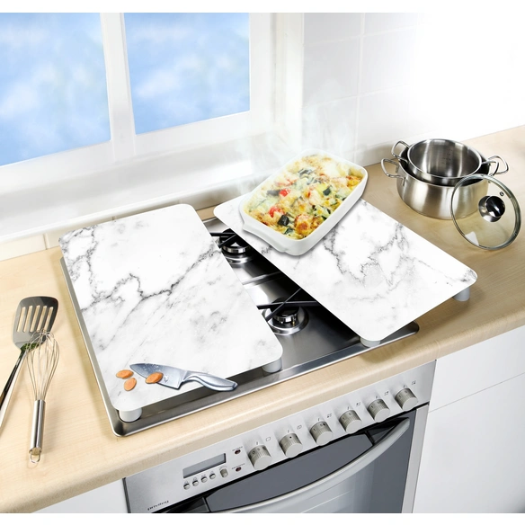 Herdabdeckplatten, Glas, hellgrau/transparent