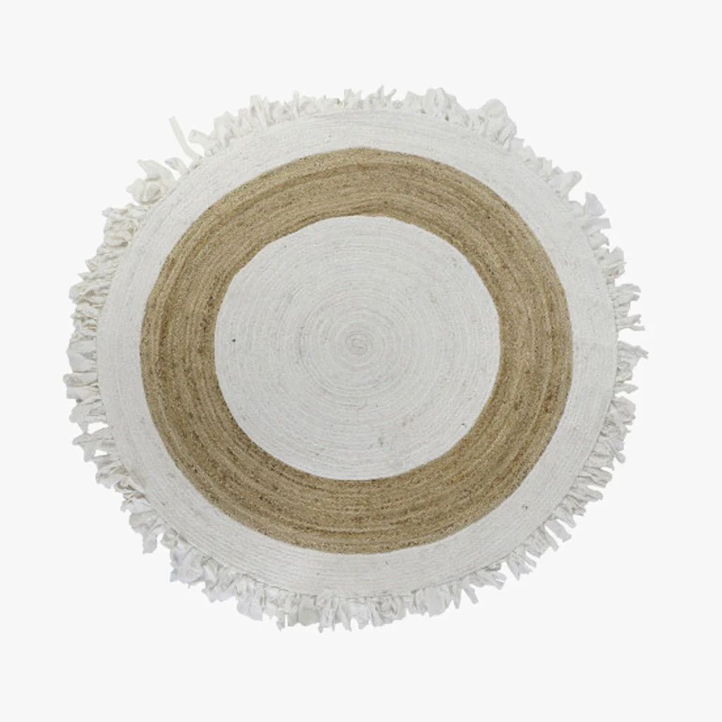 Tapete Redondo em Algodão e Juta com franjas OAXACA