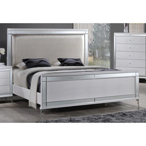 Best Quality Furniture Metallic White 4-piece Bedroom Set