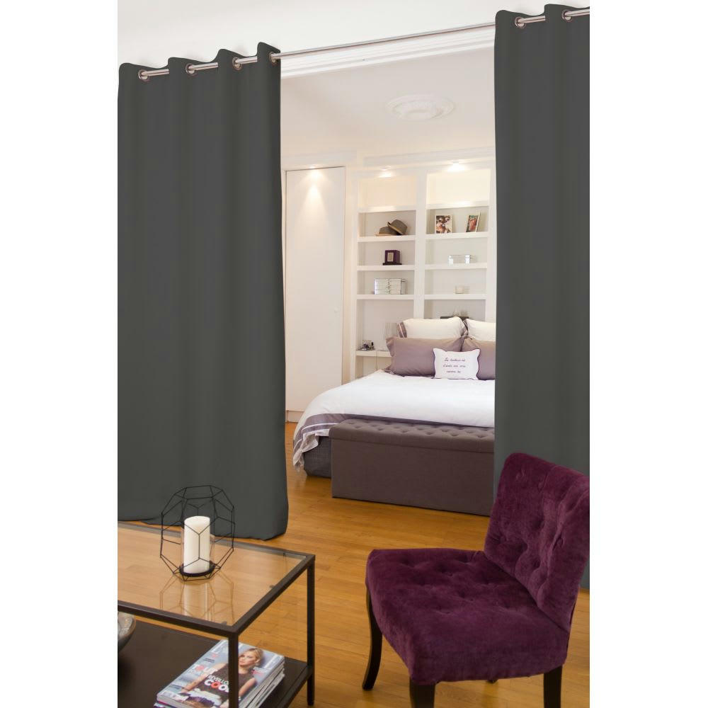 - Rideau séparateur pièce phonique thermique occultant gris 140 x 250