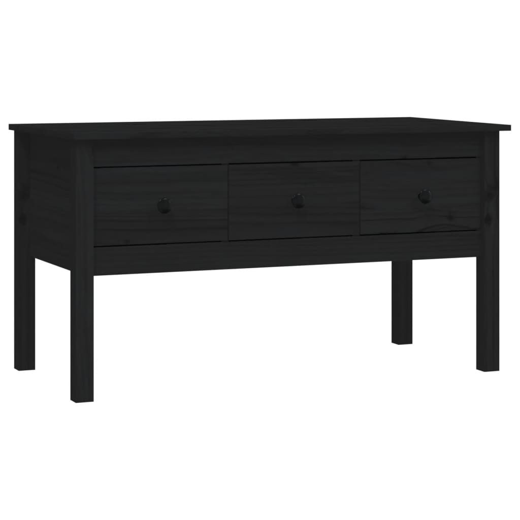 Stolik Kawowy Ława Stół Czarny Drewniany 102x49x55 Szuflady Do Salonu