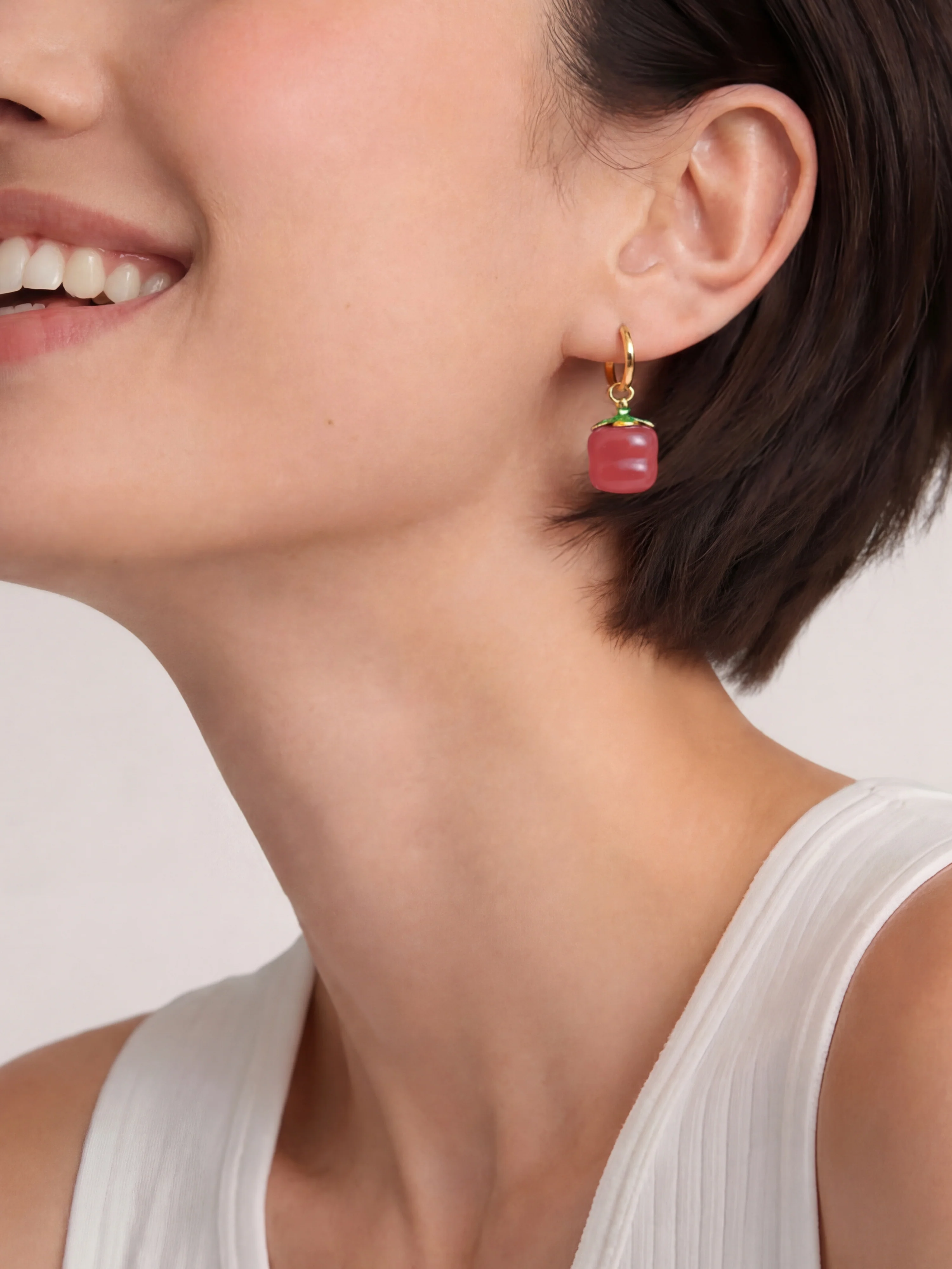 Harvest — Jade Stone Charm Earrings in Persimmon