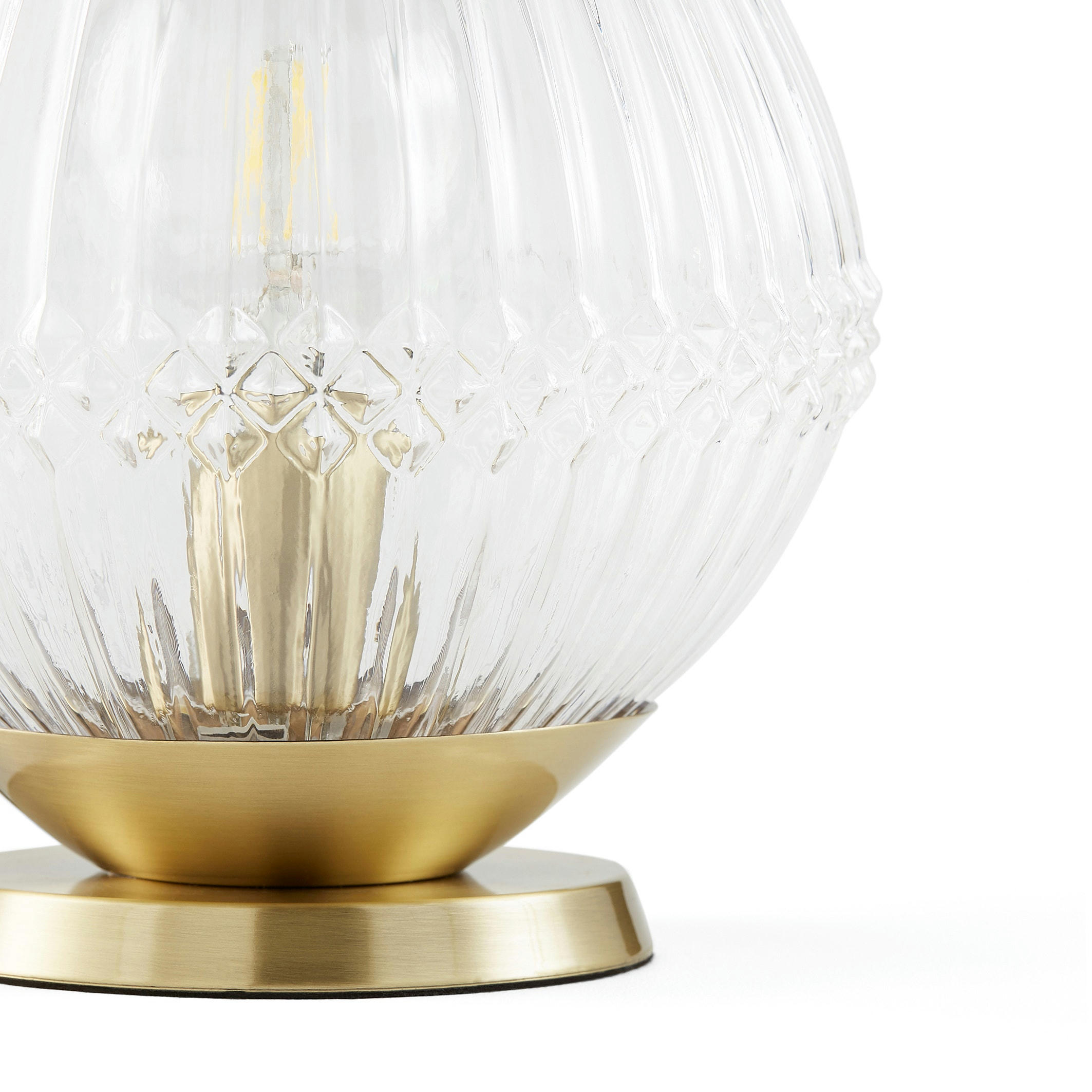 Lampe à poser laiton et verre strié, Ari