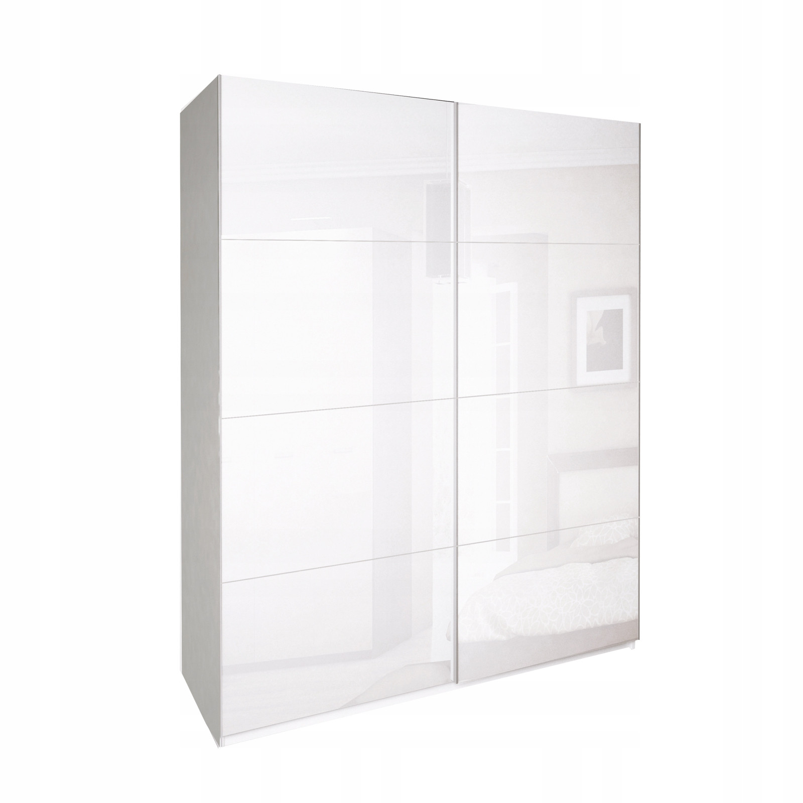 SZAFA PRZESUWNA Bella 200cm biały połysk PŁYTA LAMINOWANA