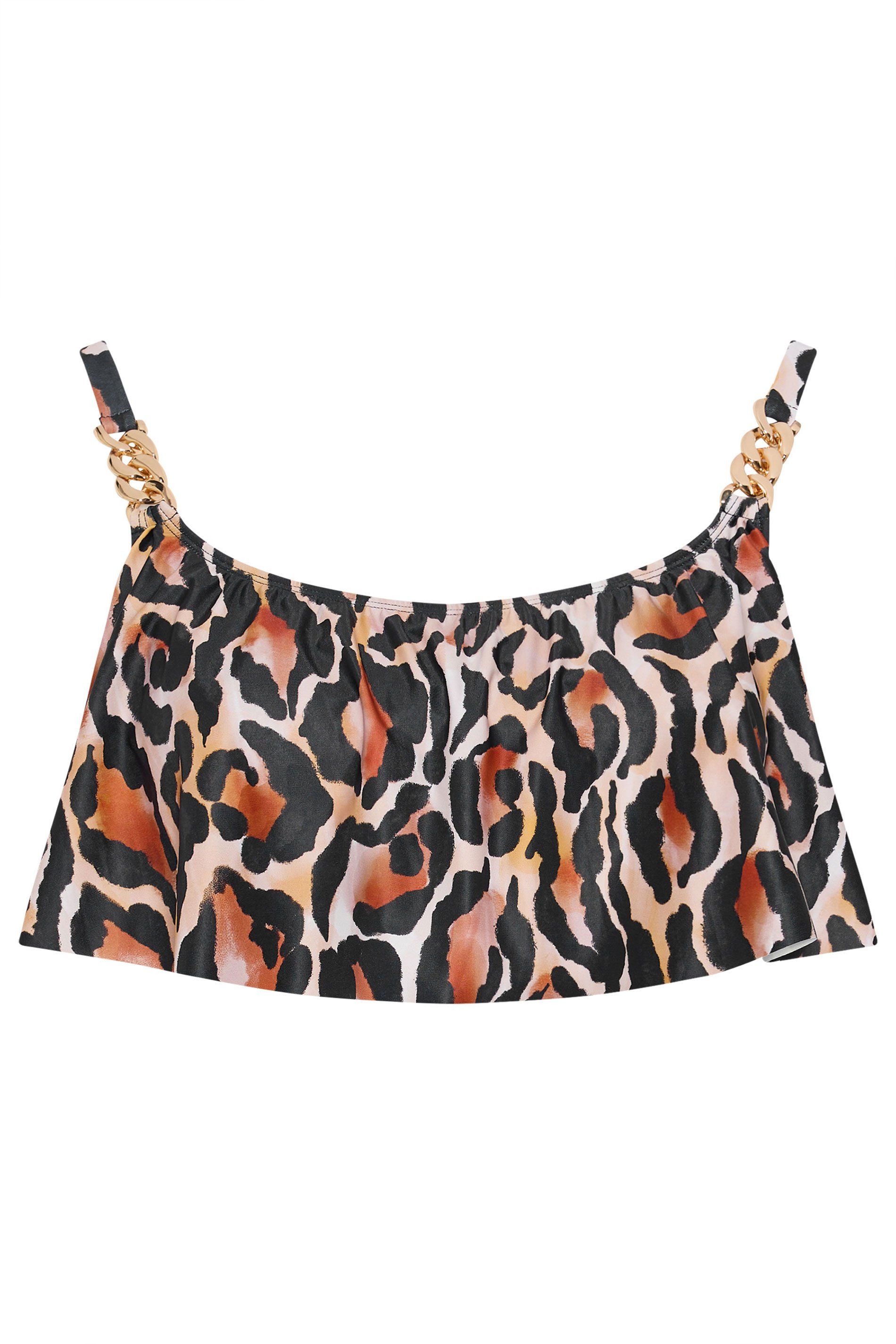 Yours Leopard Print Frill Bikini Top