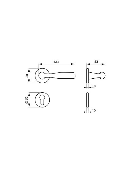 Paire de béquilles avec rosaces pour porte, carré 7mm, inox - SP