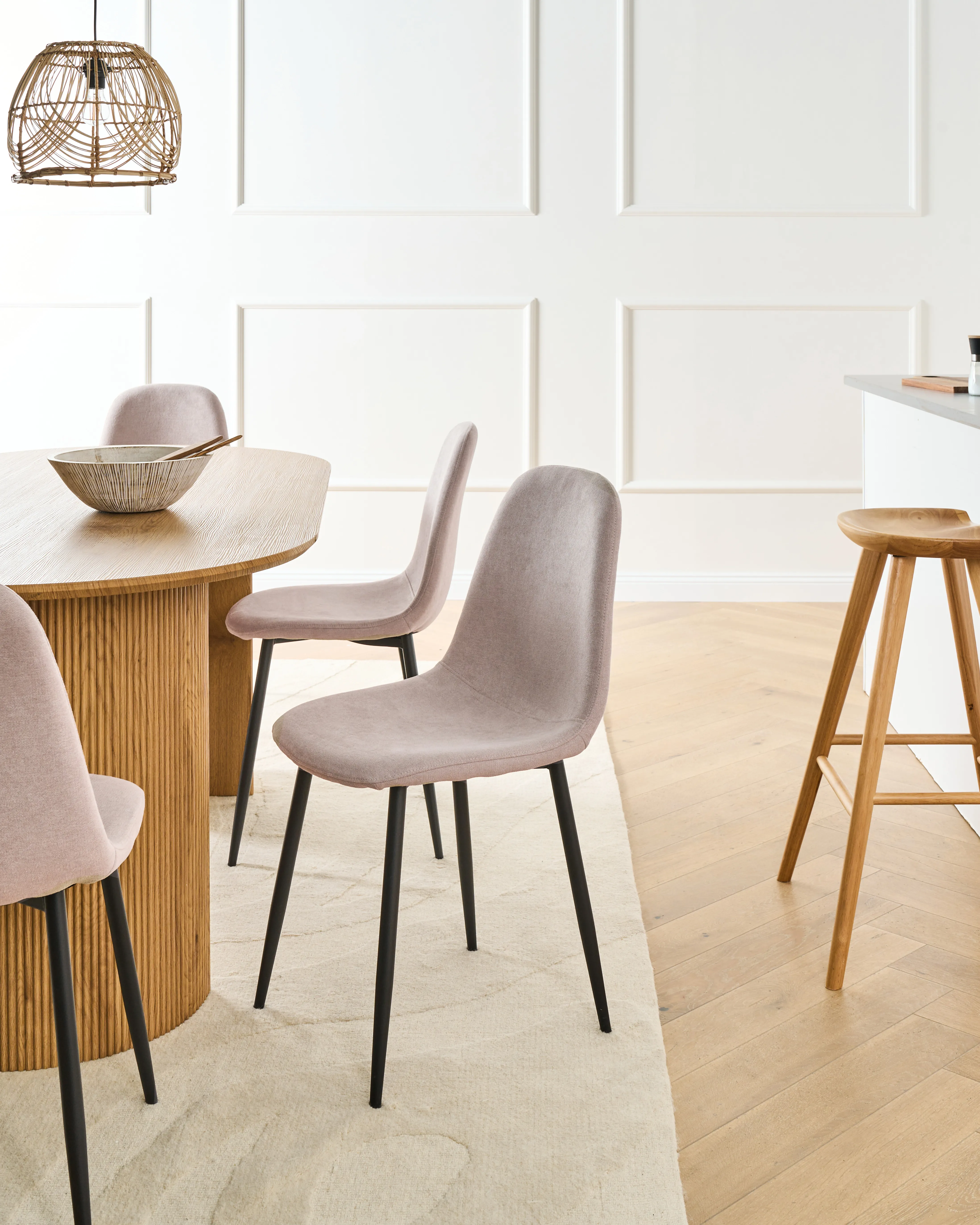Set of 4 Dining Chairs CRANDALL Fabric Beige