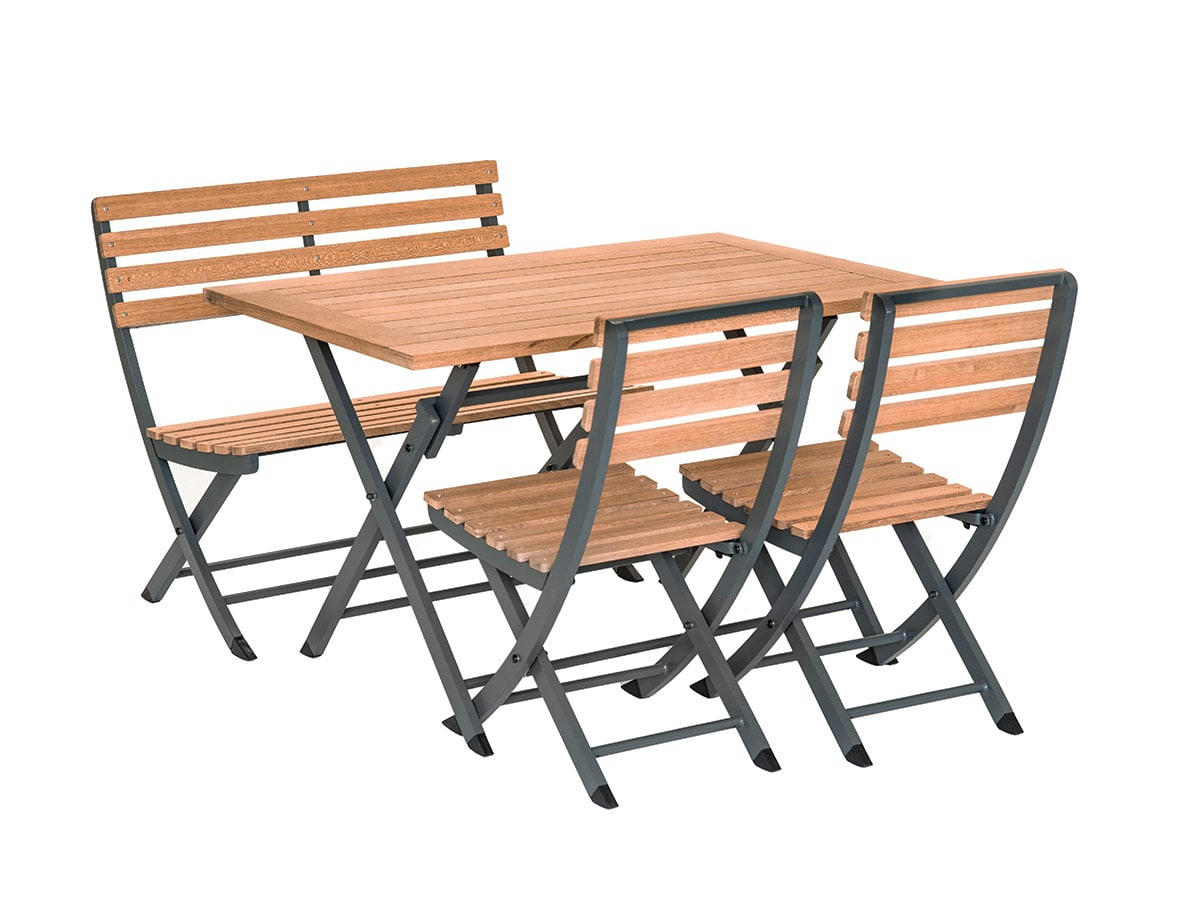 - Ensemble repas pliant en teck bois naturel 4 places