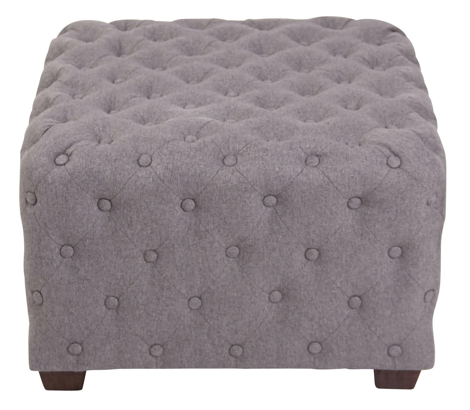 NIMES - Tabouret bas carré capitonné en tissu Gris