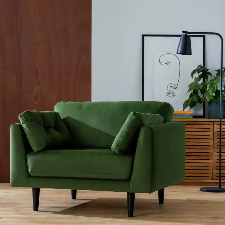 Habitat Kleo Fabric Cuddle Chair - Forest Green