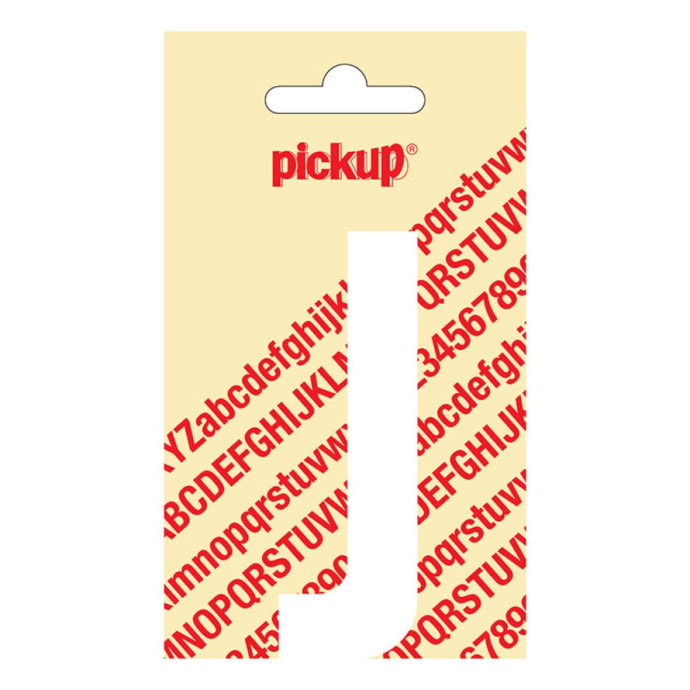 BOKSTAV PICKUP NOBEL J HVIT 90 MM SELVKLEBENDE