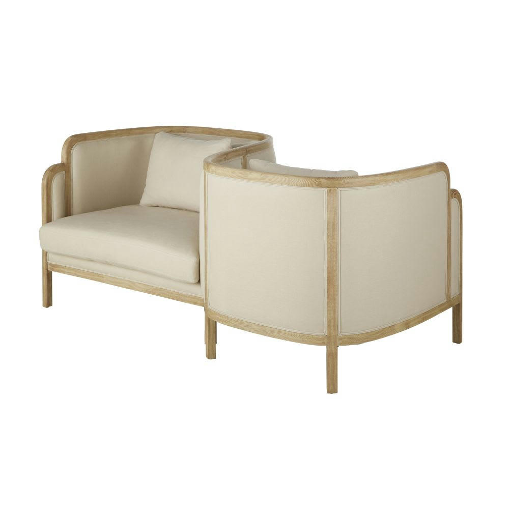 Earo - Fauteuil double en lin beige