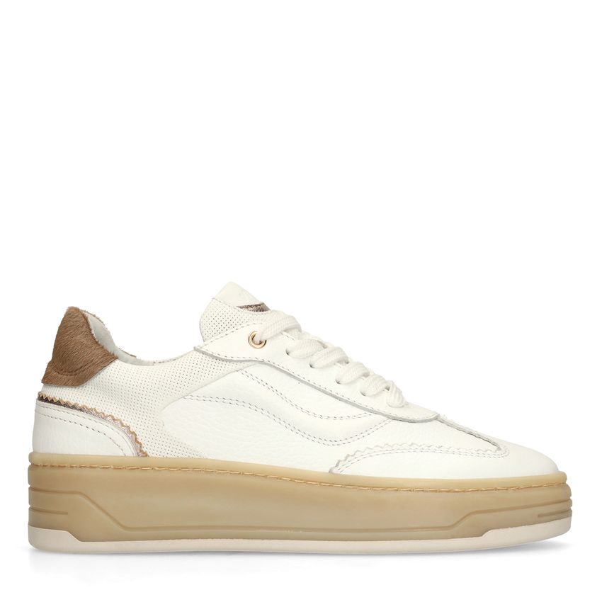 Manfield Witte leren sneakers