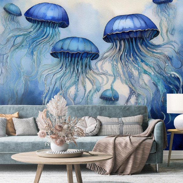 Feeby Fototapeta Niebieskie meduzy morskie