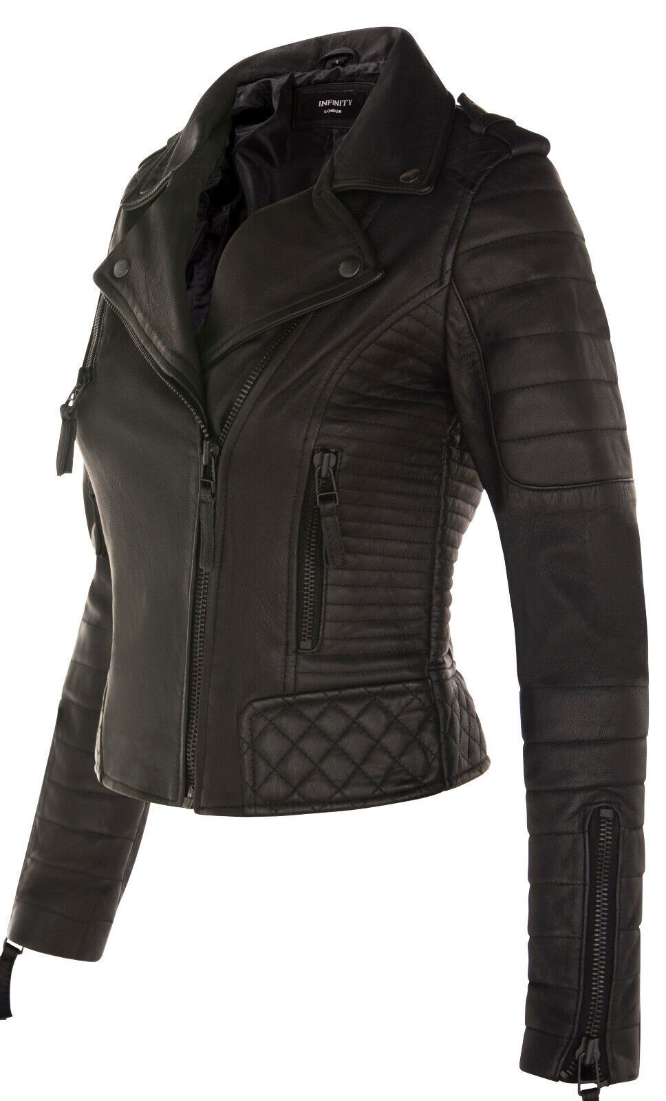 Infinity Leather Leather Quilted Vintage Brando Biker Jacket-Lusaka